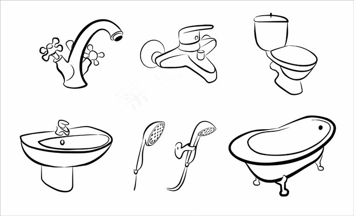 卫生间洗浴用具矢量素材